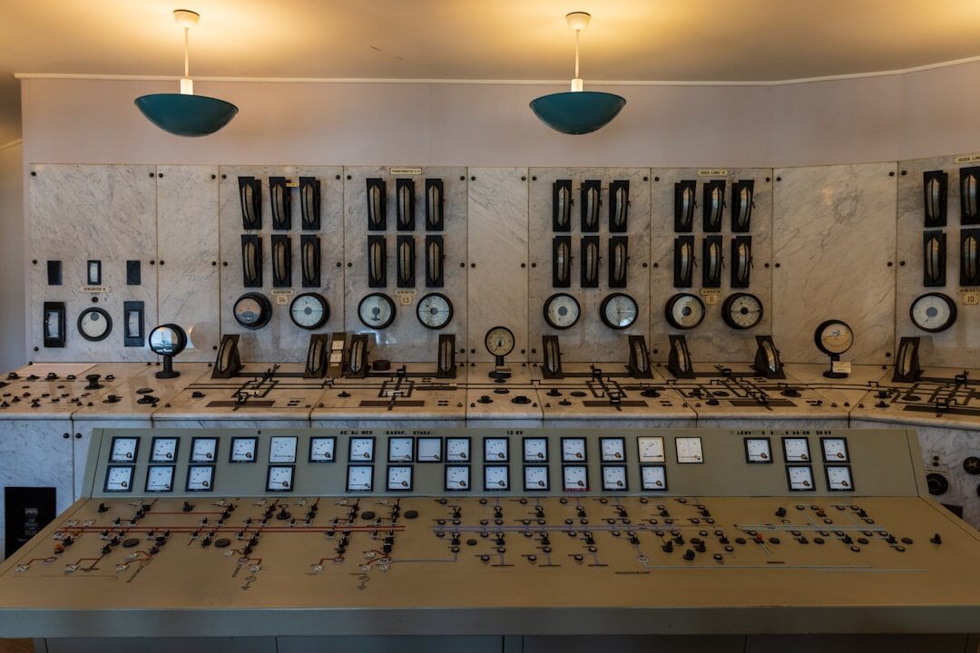 Live video switching panel with multiple preview monitors in a production control room