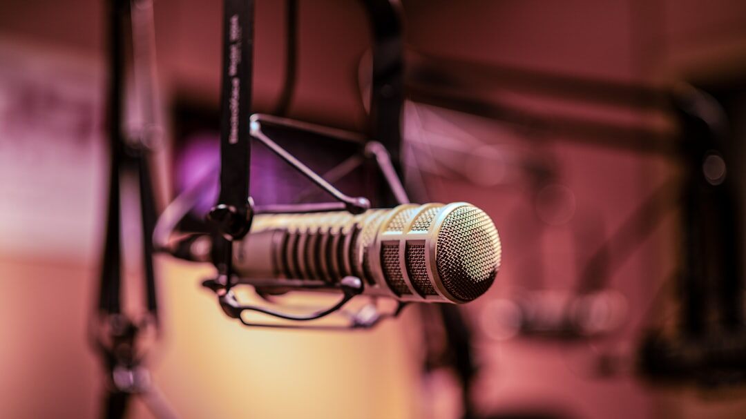 Audio mixing console in a professional broadcast studio