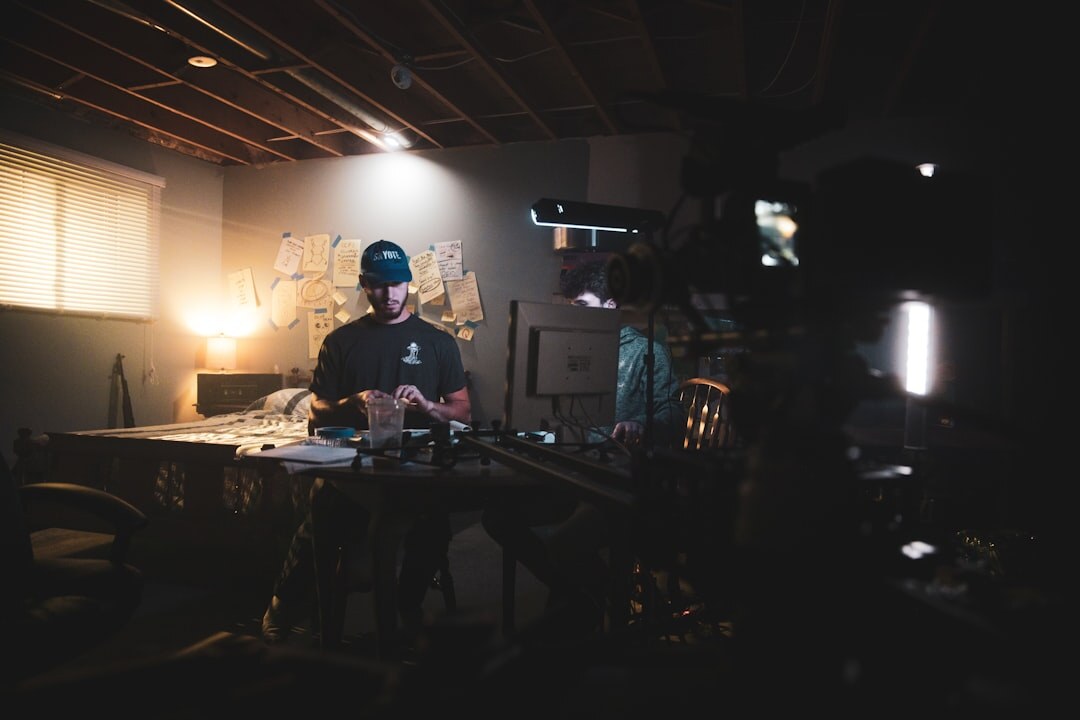 Professional broadcast studio with full production crew working on a live shoot